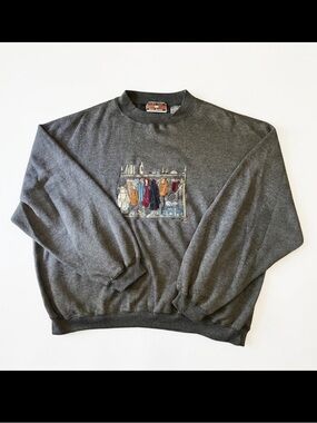 Vintage size XL Gray Crewneck Sweatshirt embroidery design Coat Rack Graphic
